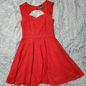 Red-Orange Sparkle Bustier Skater Dress